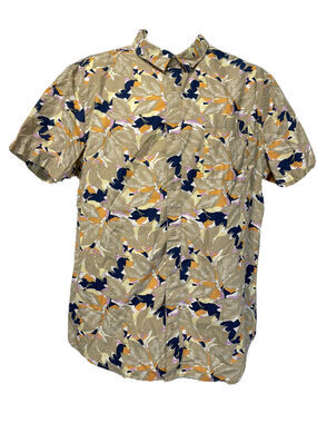 the rail floral orange blue tan button up short sleeve shirt Men’s Size XL